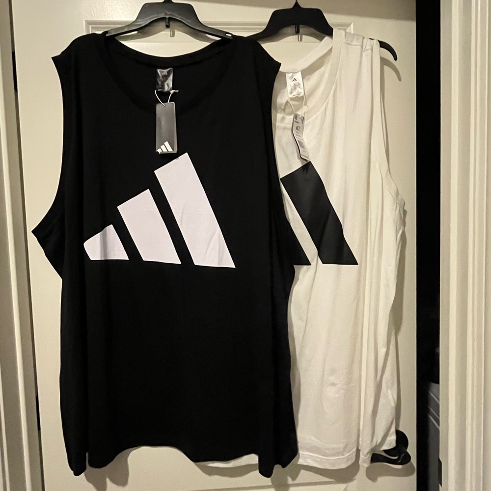 Men’s Adidas Black and White Tank Tops 4XL 4X New! Lot of 2
